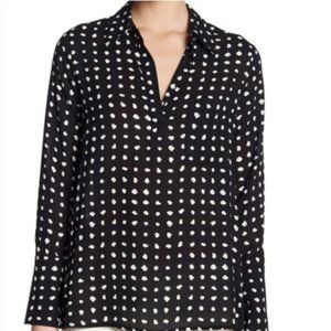 Pleione Women's Black and White Polka Dot Blouse